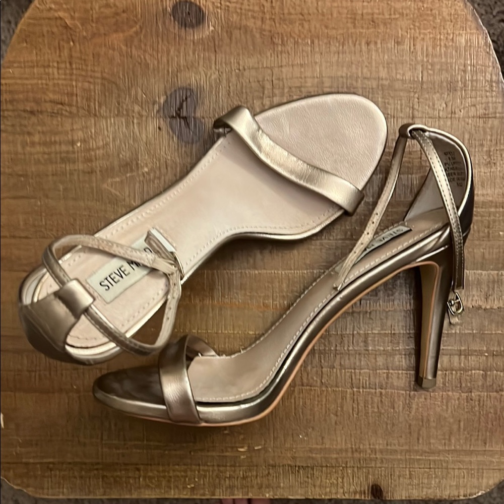 Steve Madden Gold Stiletto Heels with Ankle Strap